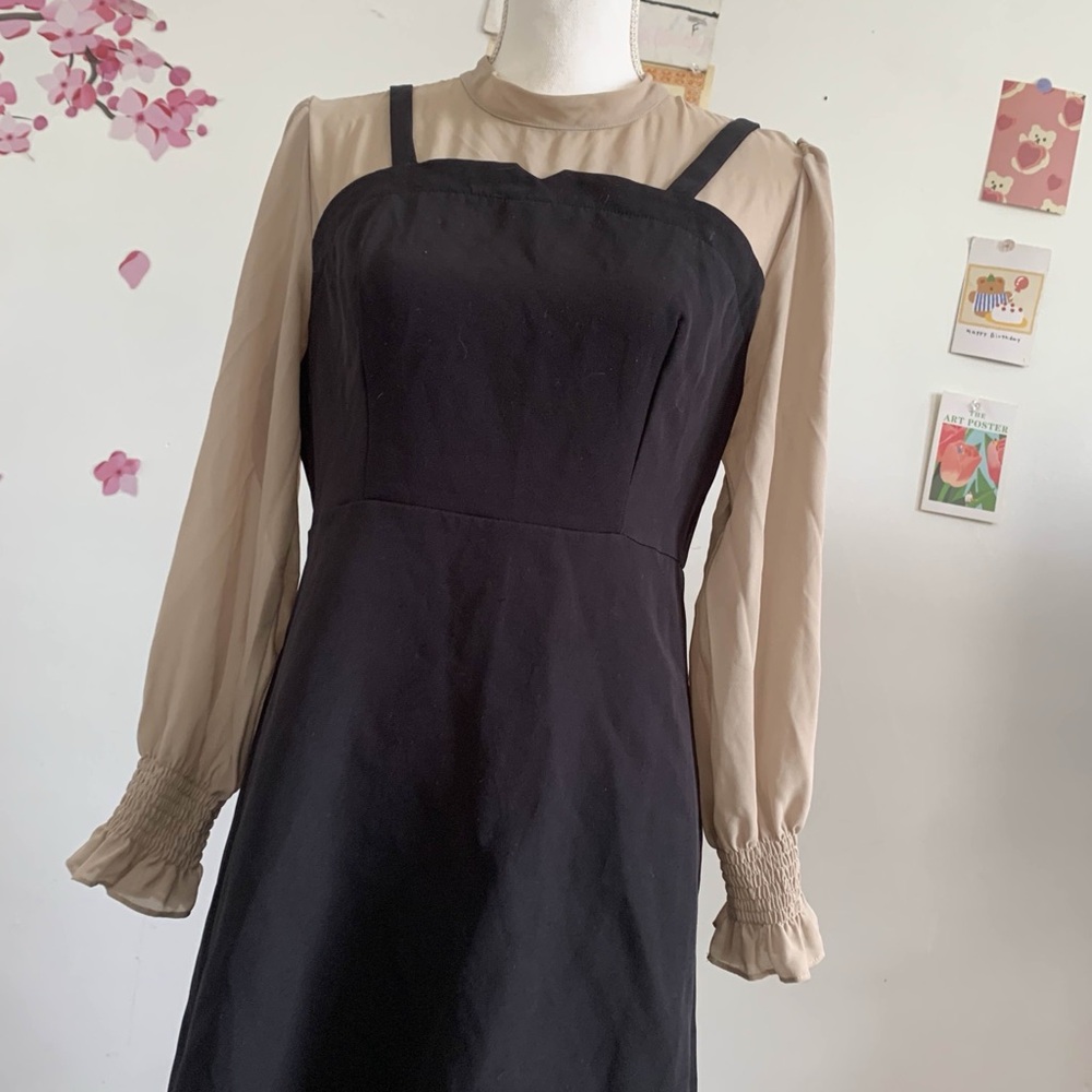 Elegant Black and Cream Dress